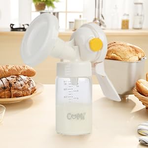 COMI Wide Neck Glass Breastmilk Collection n Storage Bottle, 4 Packs, 6oz with Screw Ring Sealing Disk; Re-markable Sealing Disc. BPA Free, Fits Breast Pumps & Nipples (4 Gray Lids)-CubbioJoy