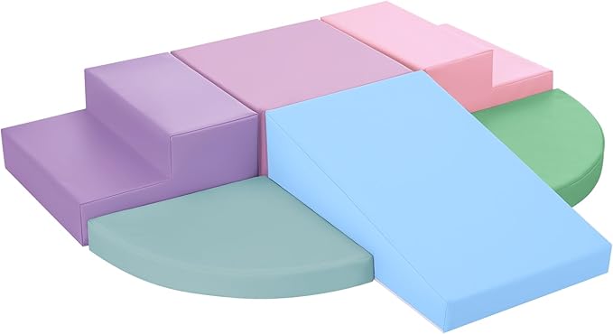 6-Piece Foam Climbing Blocks for Toddlers: Colorful Climbing Gym PU Leather Baby Foam Building Blocks Indoor Toy-CubbioJoy