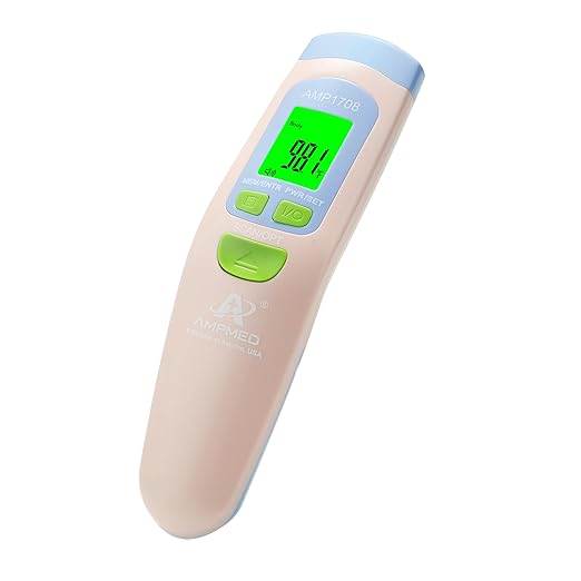 Amplim Non-Contact Forehead Thermometer for Adults, Kids & Infants | Ampmed No-Touch Medical Grade Temporal Fever Thermometer with Case, Nurse Accessories for Work, FDA-Cleared Pink Termometro Digital-CubbioJoy