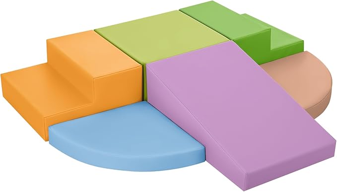 6-Piece Foam Climbing Blocks for Toddlers: Baby Foam Climbing Gym PU Leather Colorful Indoor Toy Building Blocks-CubbioJoy