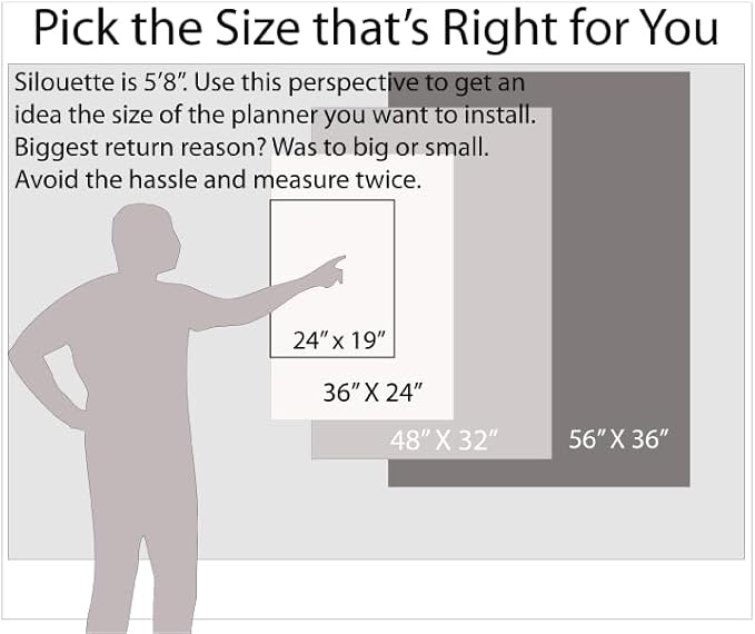 36" tall X 24" wide Vertical Sky Blue 30-Day Dry Erasable Wall Calendar Planner - 1-Month Large Calendar - Monthly Planner for Home, School, Classroom Organization. Complete with Free Marker and Eraser with Marker Holder-CubbioJoy