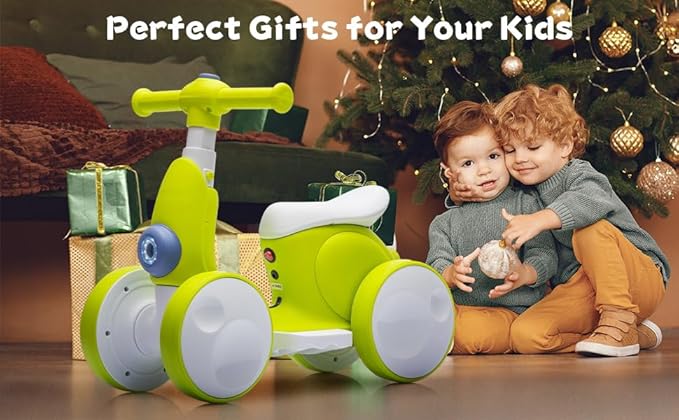 6V Electric Baby Balance Bike with Bubble Machine,4 in 1 Toddler Balance Bike w/Remote Control for 1 Year Old Boys Girls Kids Bubble Bike Ride on Toys w/Powered Motor,Music,LED Lights (Cyan)-CubbioJoy