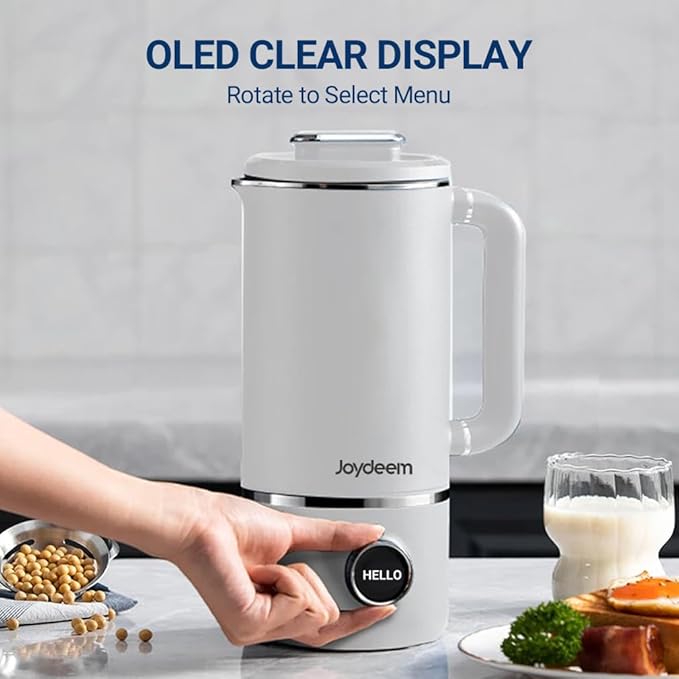 Joydeem JD-PB8200 Compact Blender with 10 Menus, Quiet Cooking Blender for Soymilk, Paste & Juice, 304 Stainless Steel, 12H Preset, 600ml-CubbioJoy