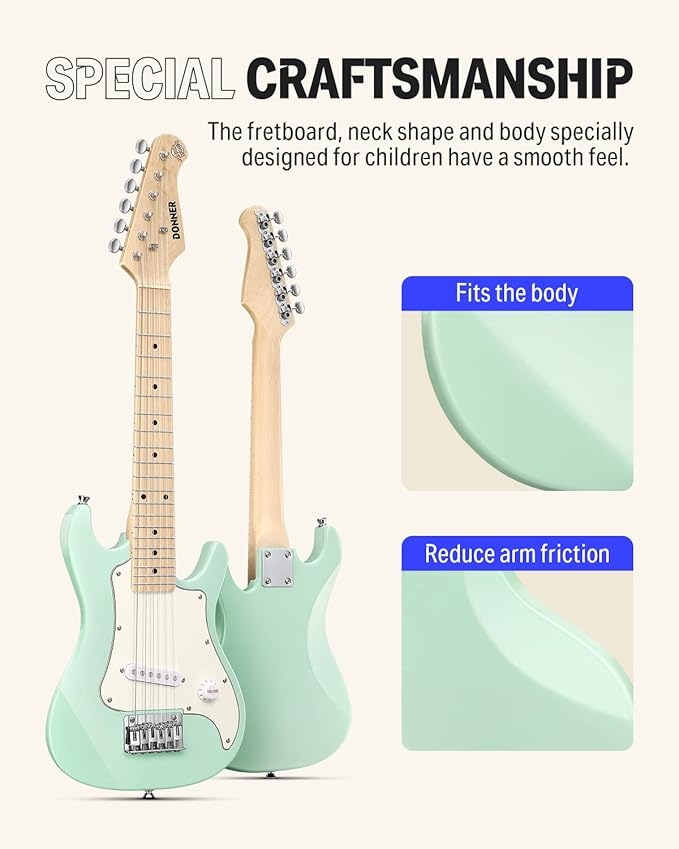 Donner 30 Inch Junior Electric Guitar Beginner Kit ST Style Mini Electric Guitar Starter Package for Teens with Amp, 600D Bag, Tuner, Picks, Cable, Strap, Extra Strings DSJ-100-CubbioJoy