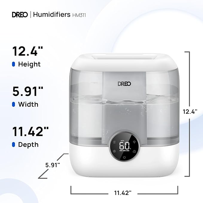Dreo 6L Humidifiers for Bedroom, Quiet Supersized Cool Mist Ultrasonic Humidifier with Diffuser, 60 Hour Runtime for Home, Nursery, Plant, Gray-CubbioJoy