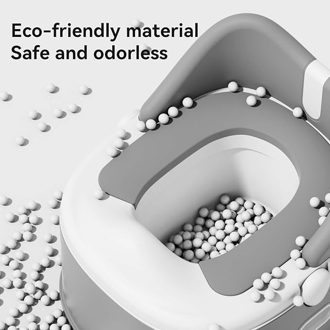 3 in 1 Toddler Potty Training Toilet Seat with Steps Ladder, Foldable Potty Train Chair Adapter for Toddlers Kids Boys Girls, Gray-CubbioJoy