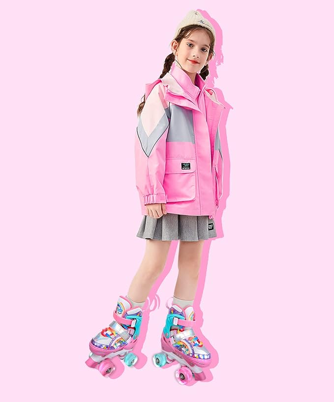 4-Pejiijar Rainbow Unicorn Kids Roller Skates for Girls Toddler Ages 2-4 5-8 8-12,Adjustable Roller Shoes with Luminous Wheels for Birthday Xmas Gifts-CubbioJoy