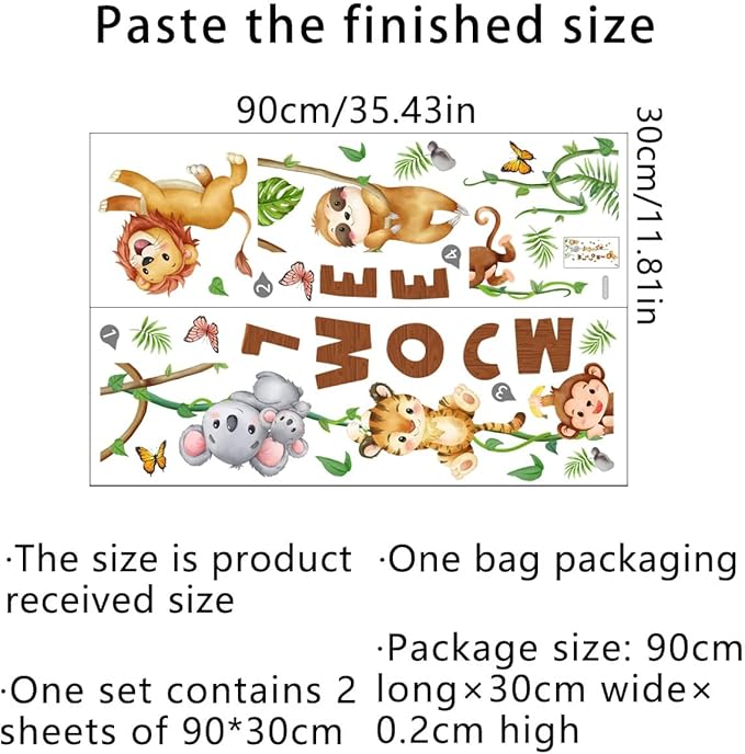 clothmile Watercolor Jungle Animal Wall Decals Welcome Animal Wall Sticker Lion Monkey Koala Wall Decals for Kids Baby Nursery Playroom Bedroom Classroom Kindergarten Wall Decor-CubbioJoy