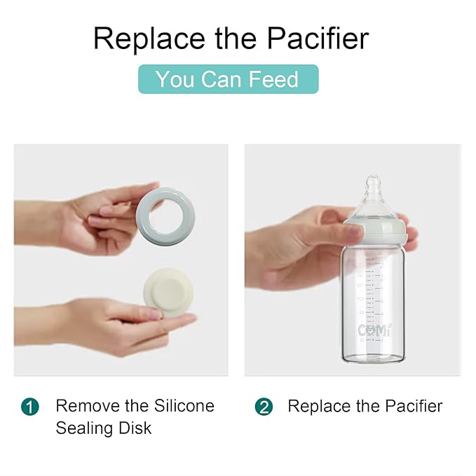 COMI Wide Neck Glass Breastmilk Collection n Storage Bottle, 6 Packs, 8oz with Screw Ring Sealing Disk; Re-markable Sealing Disc. BPA Free, Fits Breast Pumps & Nipples (3 Gray Lids + 3 Pink Lids)-CubbioJoy