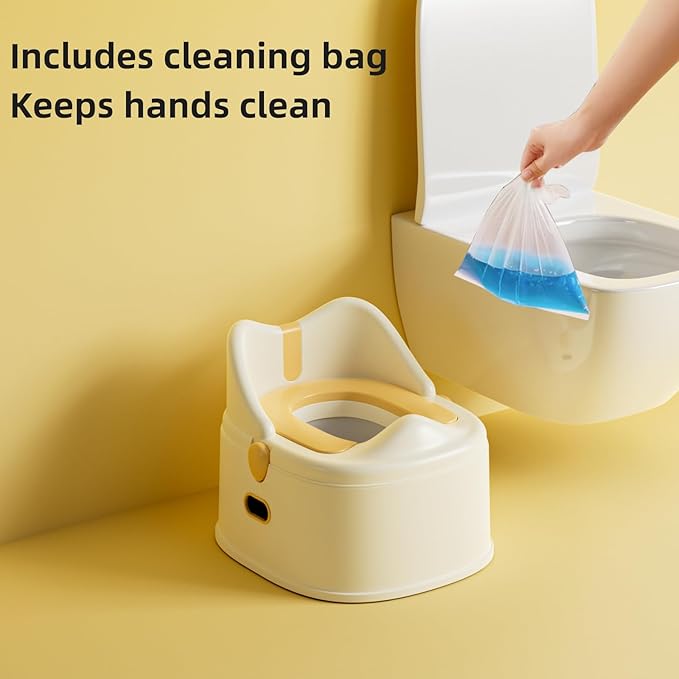 3 in 1 Toddler Potty Training Toilet Seat with Steps Ladder, Foldable Potty Train Chair Adapter for Toddlers Kids Boys Girls, Yellow-CubbioJoy