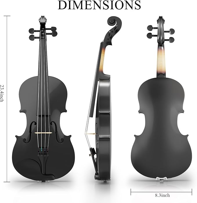 4/4 Beginner Violin Kit for Adults, Complete Full Size Violin Set with Portable Case, Bow, Rosin, Black-CubbioJoy