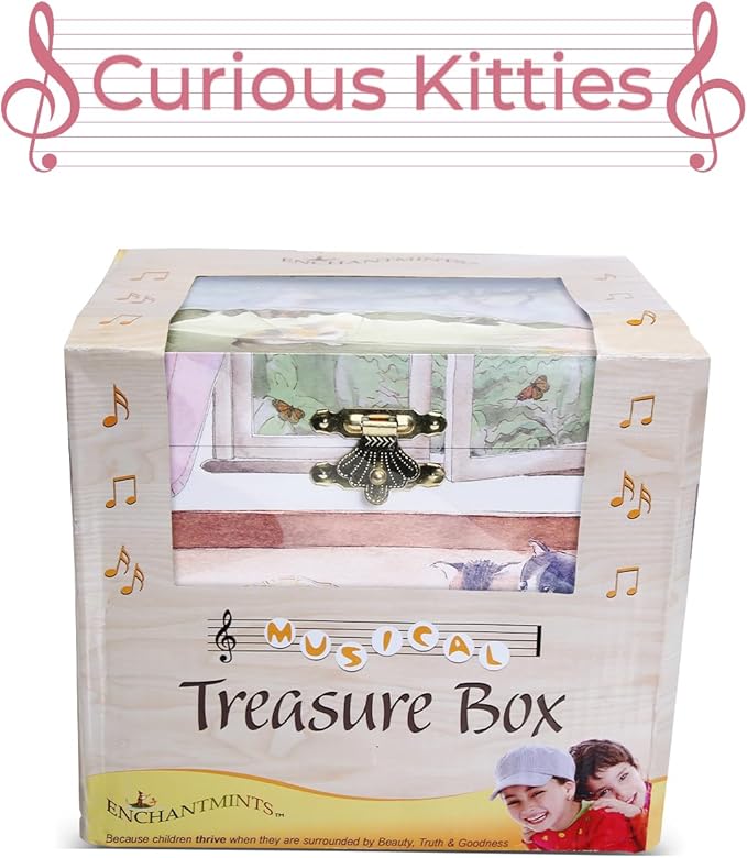 Curious Kittens Musical Jewelry Box Cat Spins to Ode to Joy 3 Pullout Drawers Treasure Storage-CubbioJoy
