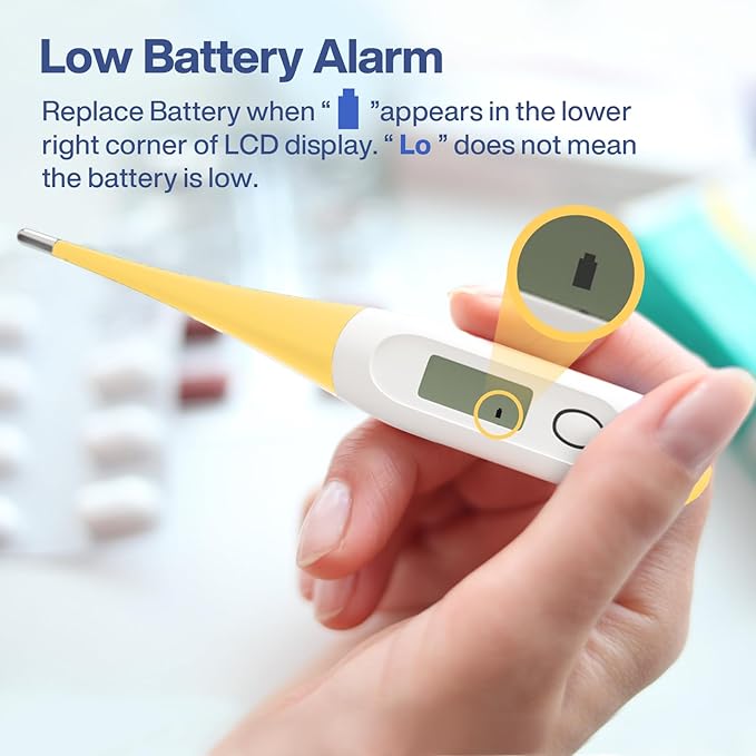 Boncare 10 Seconds Digital Thermometer for Adults and Kids - Accurate & Safe Rectal Thermometer for Baby with Fever Alarm, Oral Thermometer (Yellow)-CubbioJoy
