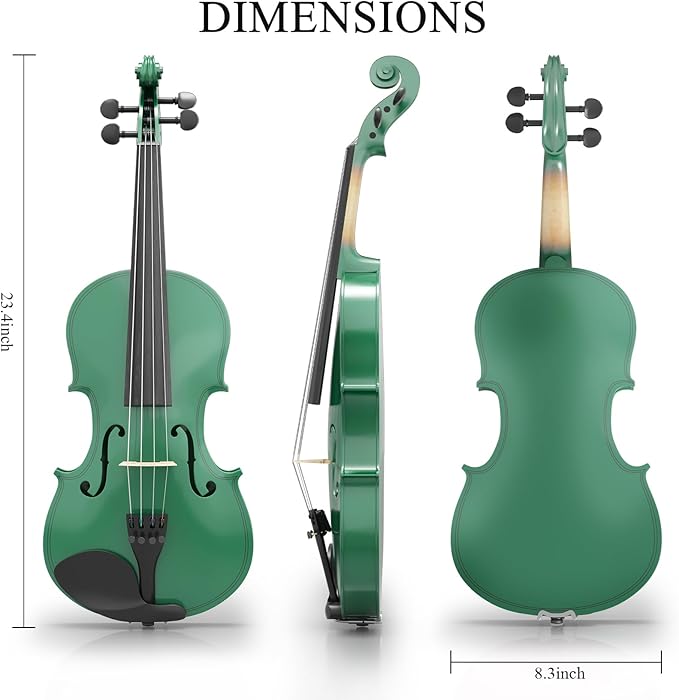 Beginner Violin 4/4, Full Size Violin for Adults, Teens, Student, Acoustic Fiddle Kit with Hard Case, Bow, Rosin, Bridge, Learners Age 12+ (Green)-CubbioJoy