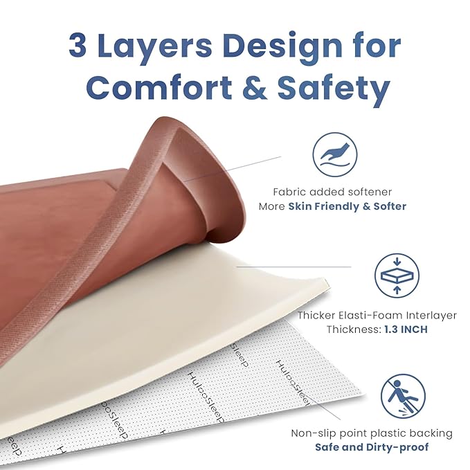 Baby Play Mat for Floor,1.3" Thick Memory foam Tummy Time Mat,Water Repellent Soft Coral Velvet Nursery Rug,Extra Large Non Slip for Crawling,Toddlers,Infants,kids,Tatami Style for Living Room(Brick)-CubbioJoy