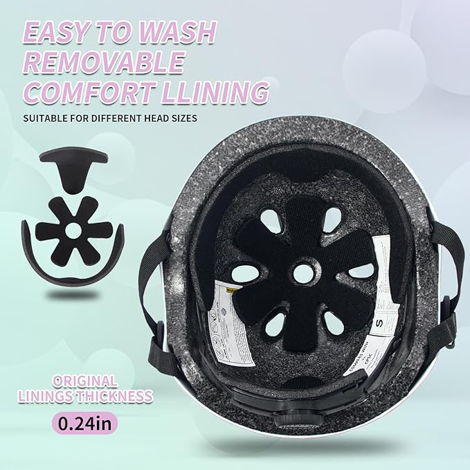 Adjustable Kids Bike Helmet with Knee & Elbow Pads Set, Color Gradient Design for Boys and Girls Aged 3-14+, for Skateboarding, Scooter, Roller & Inline Skating, Longboard-CubbioJoy