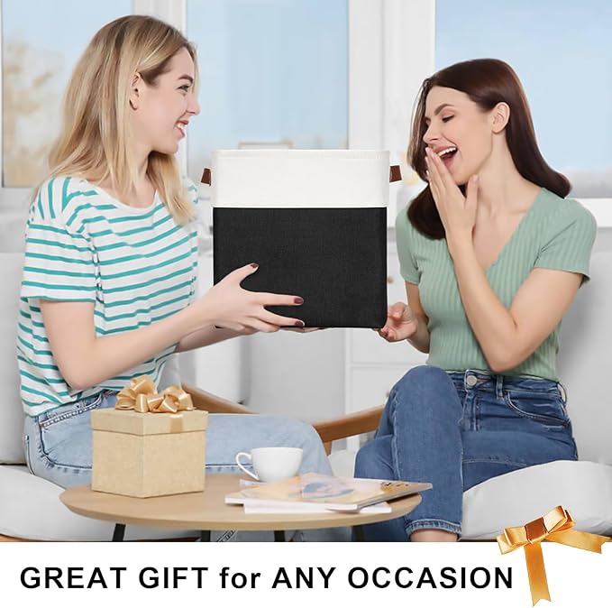 Collapsible Fabric Storage Cubes 11x11 Cube Storage Bins, 4 Pack Closet Baskets Box with Handles for Organizing, Shelf, Toys, Clothes, Home, Office, Nursery (Black&White)-CubbioJoy