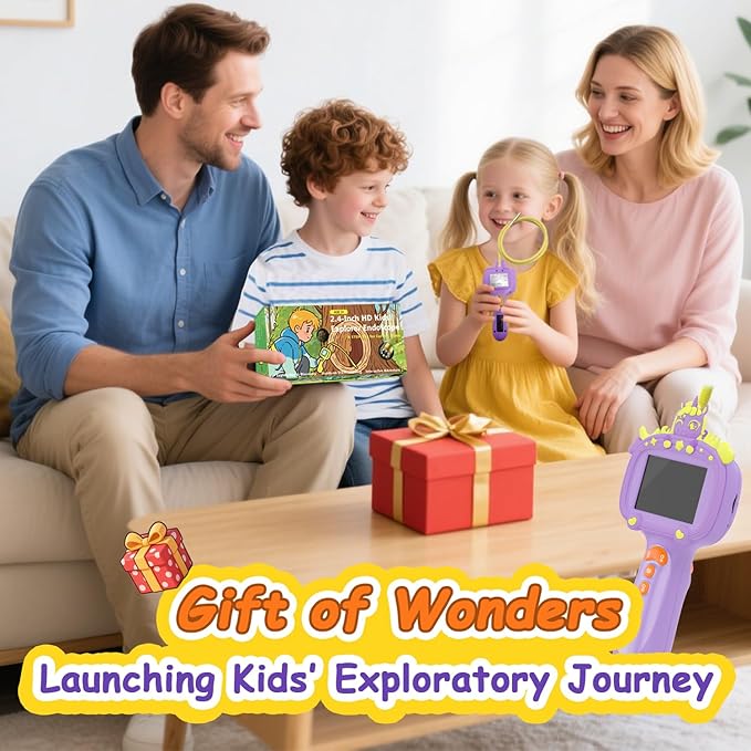 Borescope Snake Camera Endoscope with Light & Flexible Tube for Kids - Educational STEM Science Toy for Boys & Girls Ages 3-10, Birthday for Nature Exploration - Purple-CubbioJoy