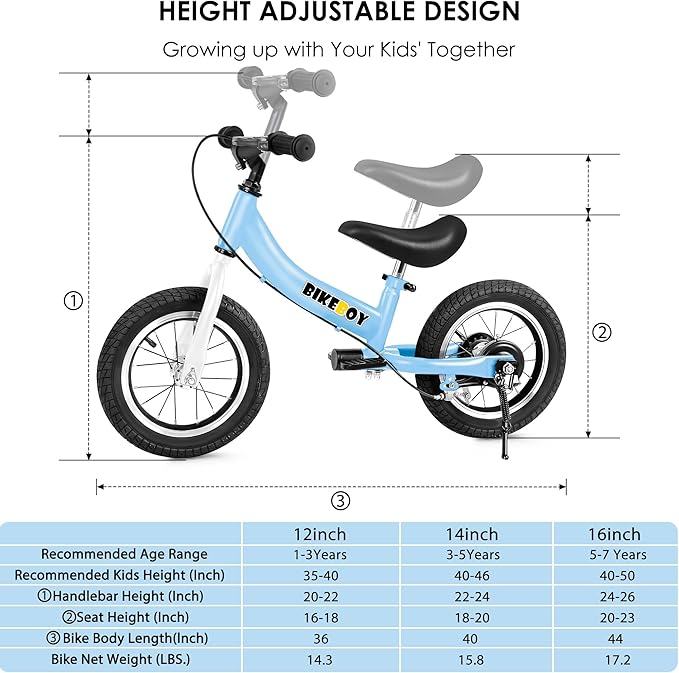 Balance Bike 2 in 1,The Dual Use of a Kids Balance Bike and Toddler Bike, for 2 3 4 5 6 7 Years Old -12 14 16 Inches with Training Theory, Brake, Pedal-CubbioJoy