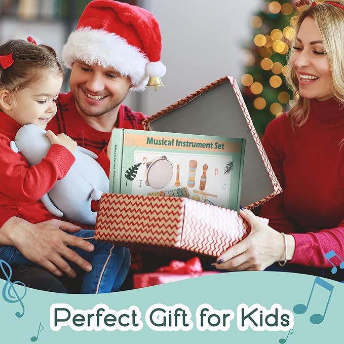 Baby Musical Instruments - Wooden Montessori Toys for Toddlers 1-3,Modern Boho Xylophone Includes Songbook with 13 Kids' Songs,Neutral Colors Wooden Percussion Instruments Set-CubbioJoy