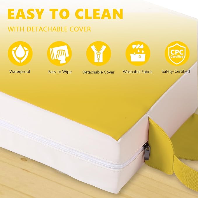 Booster Seat for Kitchen Chair with Adjustable Straps, Toddler Booster Seats for Dining Table Portable for Travel Camping Eating, Booster Cushion for Table for Baby Child Infant Kid Boy Girl-CubbioJoy