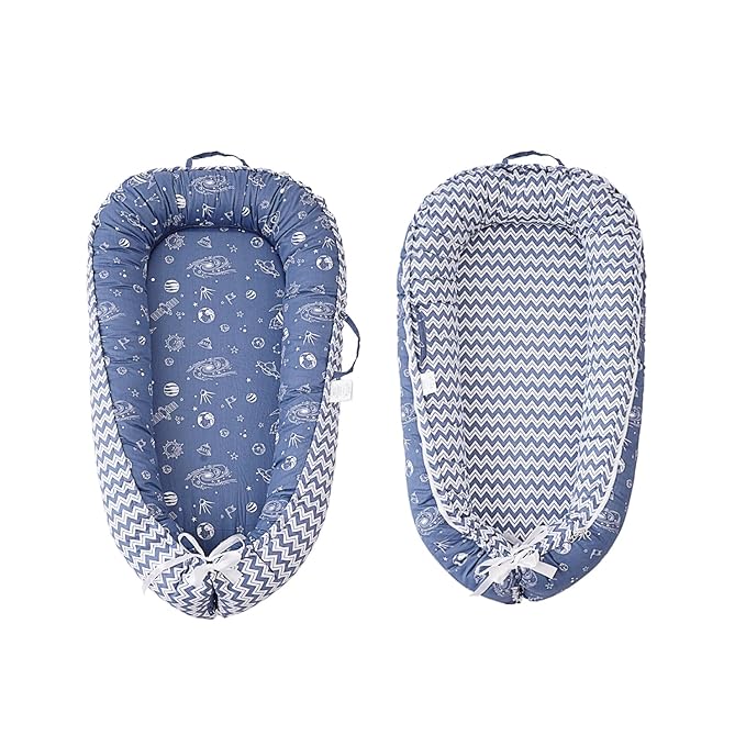 Baby Lounger - Infant Lounger for Newborn 0-24 Months, Breathable & Soft Baby Lounger Cover, Portable Infant Lounger for Home and Travel, Babies Essentials Gifts - Blue-CubbioJoy