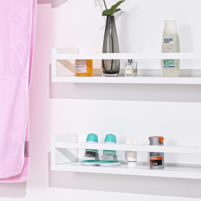 AZSKY Classic Nursery Book Shelves White Wall Book Shelves Kids Bookshelf for Bedroom Bathroom Décor Wall Ledge Shelves 36 in Hanging Shelves a Set of 3-CubbioJoy