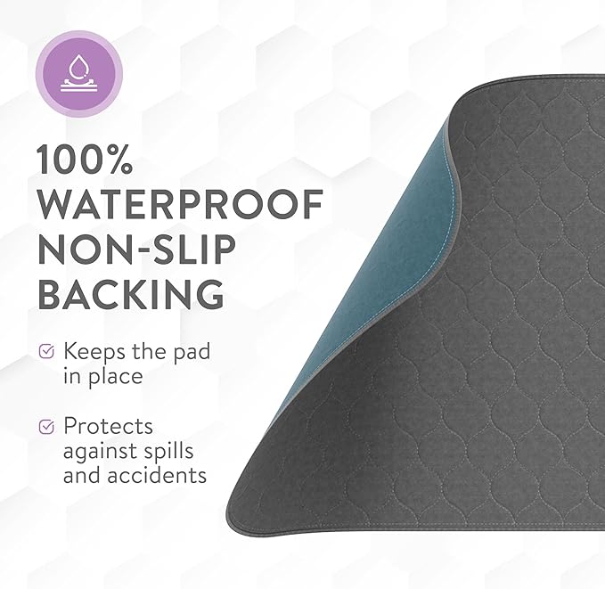 Inspire Underpads | Stain Hiding Gray Reusable Incontinence Bed Pads | Waterproof Mattress Pad | for Adults Babies and Dogs (18 X 24 - 3 Pack)-CubbioJoy
