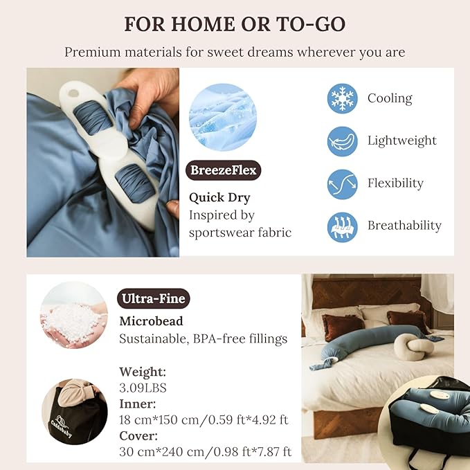 Cuddobaby Pregnancy Pillow 5-in-1 【Cooling Cover, Adjustable Firmness】 Patented Lock Design, Turn into O-Shape Nursing Pillow, 5-Point Full Body Support, Maternity Pillow with Travel Bag - Pink-CubbioJoy