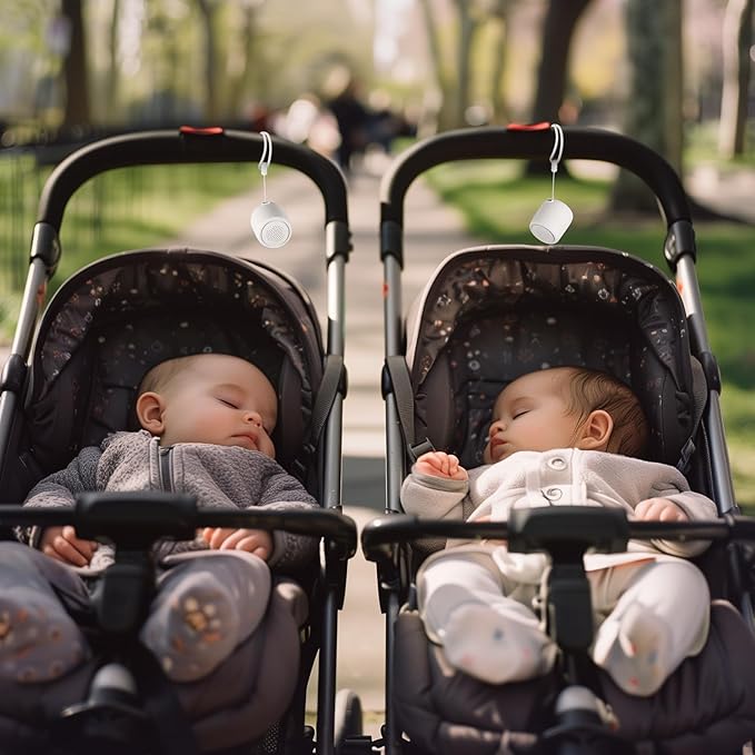 2-Pack Sync Stereo, Paussion Portable Mini Noise White Sleep Sound Machine for Adults Kids Baby 25 Soothing Songs, Auto Timer, Perfect for Travel, Home, Office Privacy-CubbioJoy