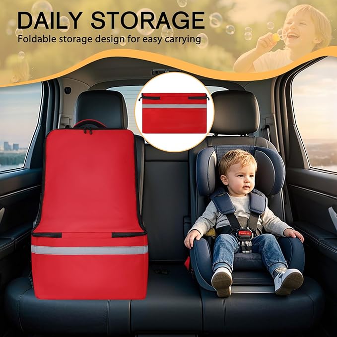 Car Seat Travel Bag for Airplane,Infant Seat Travel Bag with Shoulder Strap,Padded Car Seats Backpack with Reflective Stripes,Large Carseat Carrier Bag Travel Car Seat Cover, Red-CubbioJoy