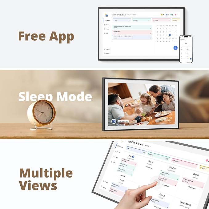 Dragon Touch 21.5" Digital Calendar Chore Chart – 1080P Full HD Interactive Touchscreen, Smart Family Planner, Hearth Display Digital Calendar Wall & Desk Mountable for Seamless Scheduling Black-CubbioJoy