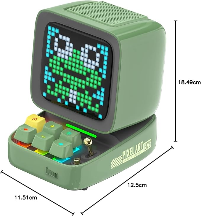 Divoom Ditoo Programmable Pixel Art LED-Bluetooth-Speaker Showing-Clock Emoji DIY Design for Home Wedding Party Decoration with Wireless App Control (Green)-CubbioJoy