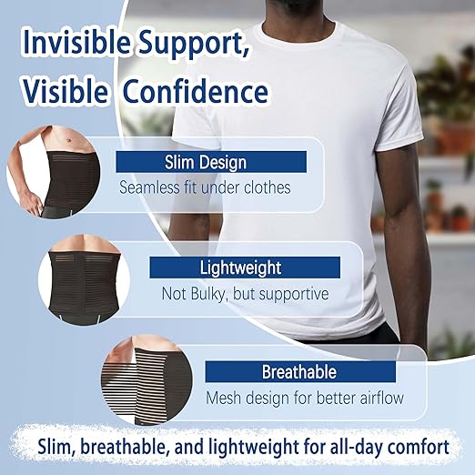 Abdominal Binder for Post Surgery & Postpartum Recovery, Abdomen Hernia Support Belt for Women & Men (Black, Medium)-CubbioJoy