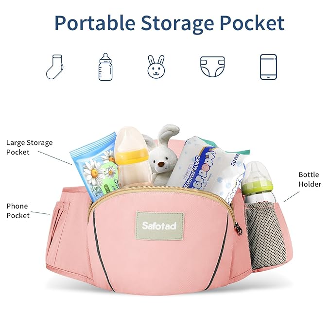 Baby Carrier with Hip Seat, Ergonomic M Position 6in1 Baby Carrier Newborn to Toddler,Head Support and Breathable Mesh Newborn Carrier,Adjustable Baby Holder Carrier for Dad&Mom-Pink-CubbioJoy