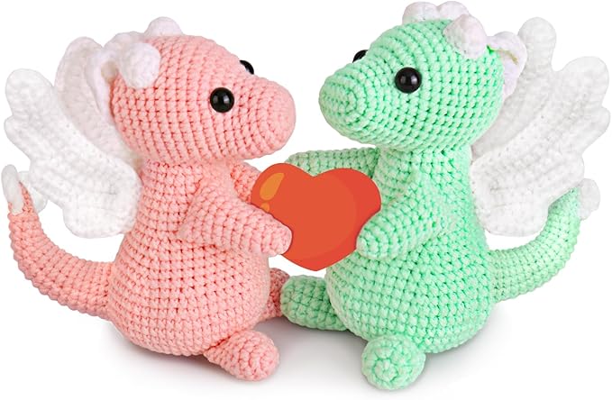 Crochetta Crochet Kit for Beginner, Crochet Starter Kit w Step-by-Step Video Tutorials, Crochet Kit for Beginners, Beginner Crochet Kit for Adults Kids Women Men Complete Kit Included (2 Dragons)-CubbioJoy