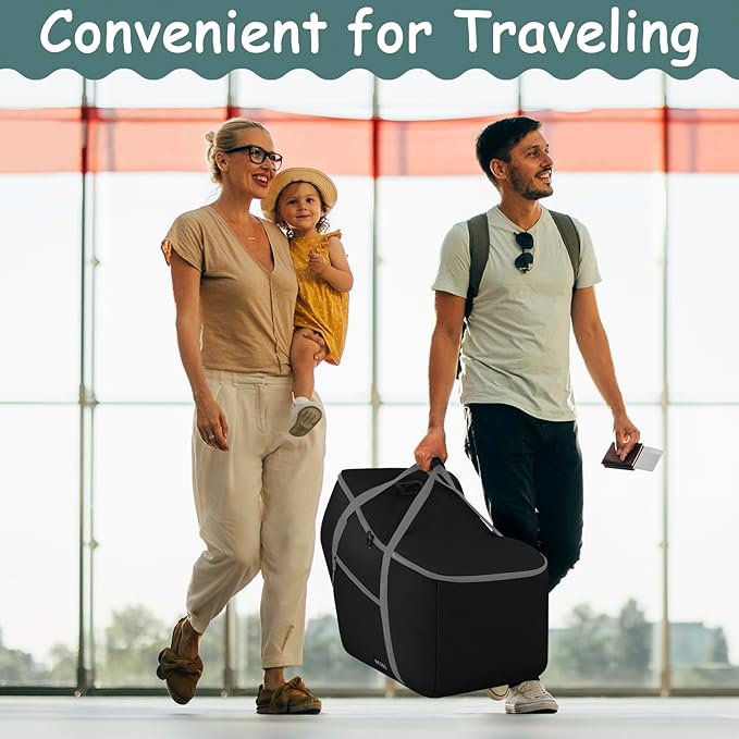 Infant Car Seat Travel Bag Fit Nuna Pipa All Model Car Seat and Base, Fit Doona Baby Stroller, Padded Car Seat Bags for Air Travel, Gate Check Bag with Side Pocket, 5 Protective Feet, Storage Bag-CubbioJoy