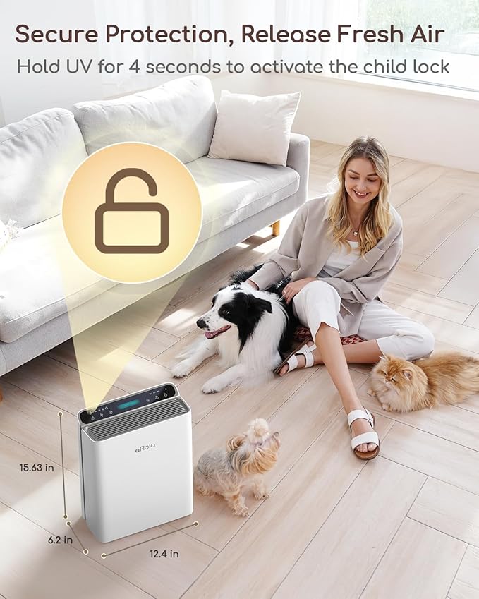 Afloia Air Purifier for Home Large Room Bedroom Up to 2000Ft² with PM2.5 Air Quality Monitor Smart Auto Mode, Washable Pre Filter Cleaner for Pet, Europa 2.0-CubbioJoy