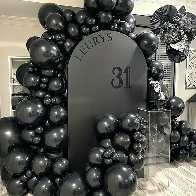 140pcs Balloon Arch Kit, Black Balloons of Different Sizes Pack of 18 12 10 5 Inch Party Balloon Kit for Birthday Party or Balloon Arch as Graduation Wedding Baby Shower Anniversary Party-CubbioJoy