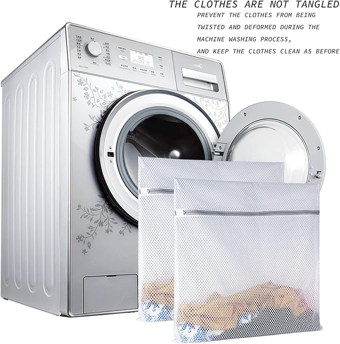 2 XX-Large Honeycomb Mesh Laundry Bag Delicates Durable for Washing Machine,24 x 24 Inches lingerie bags for Laundry, Travel Storage Organize Bag for Cotton Clothes,Sheet,Sweater, Shoes-CubbioJoy