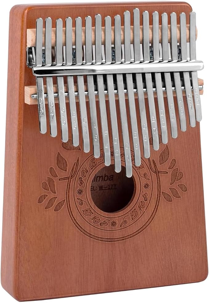 Kalimba Thumb Piano 17 Keys Instrument: Portable Mbira Finger Pianos Musical Gifts for Kids Adults Beginners - Mahogany Wood Handheld Piano with Tune Hammer, Music Book-CubbioJoy