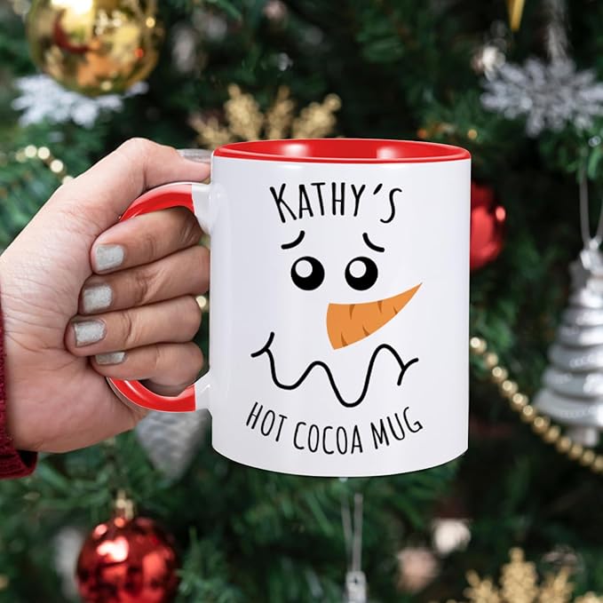 Custom Christmas Mugs Personalized Hot Cocoa Mug for Kids Snowman Hot Chocolate Mug Customized Winter Holiday Mugs 11 oz Christmas Ceramic Mug Xmas Gifts for Boys Girls Family Christmas Decorations-CubbioJoy