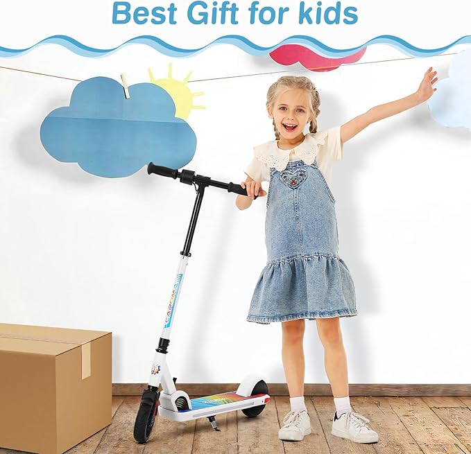 Caroma Electric Scooter for Kids Ages 6-12,150W/180WMotor,10 MPH Max Speed & 7 Miles,Colorful Lights,Adjustable Height & Speed,LED Display,Foldable Kids Electric Scooter 132 Lbs Max Load,Idea Gift-CubbioJoy