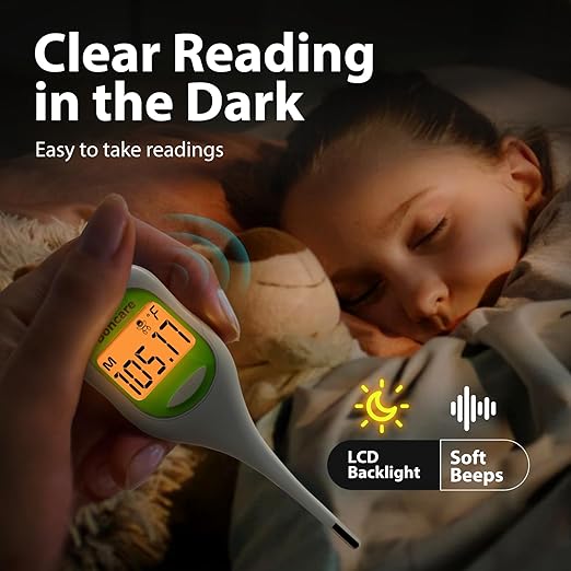 Boncare 9 Seconds Basal Body Thermometer for Ovulation, Oral Thermometer for Adults and Kids - Accurate Rectal Thermometer, with Fever Alarm and Large Display (Light Green)-CubbioJoy