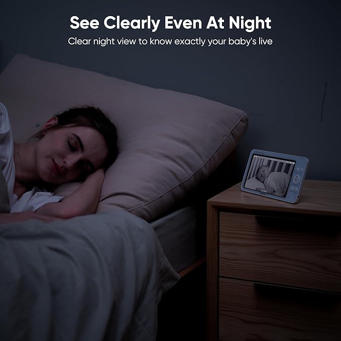 bonoch MegaView Baby Monitor with 2 Cameras, 7" 720P HD Split Screen Baby Monitor No WiFi, Video Monitor with Camera and Audio, 6000mAh, VOX Mode, 2 Way Audio, Remote PTZ, Night Vision-CubbioJoy