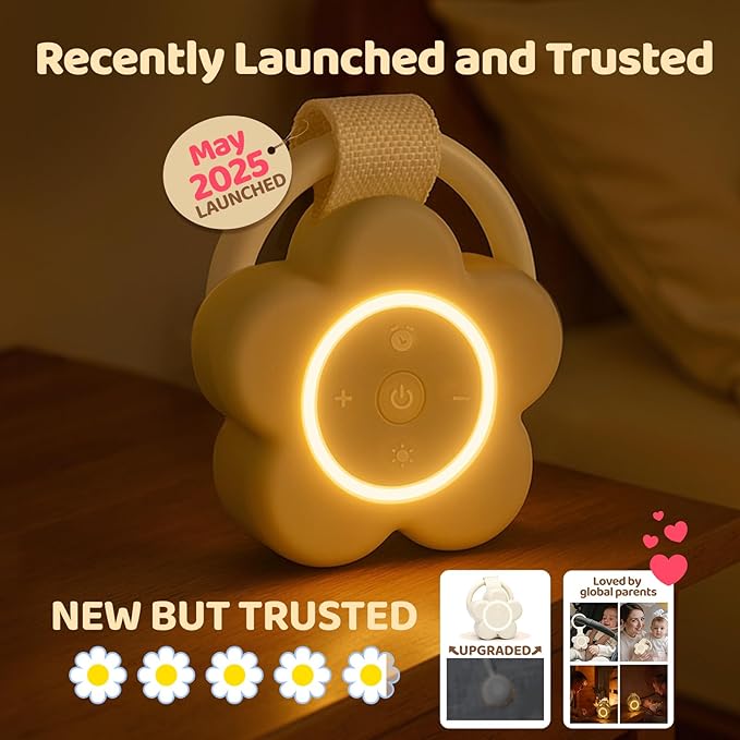 2025 Mom's Choice Awards | Portable White Noise Sound Machine Baby | 25 Soothing Sounds | Rechargeable Travel Sound Machine Baby with Night Light | Newborn Essentials | Nursery, Home, Sleep Aid-CubbioJoy