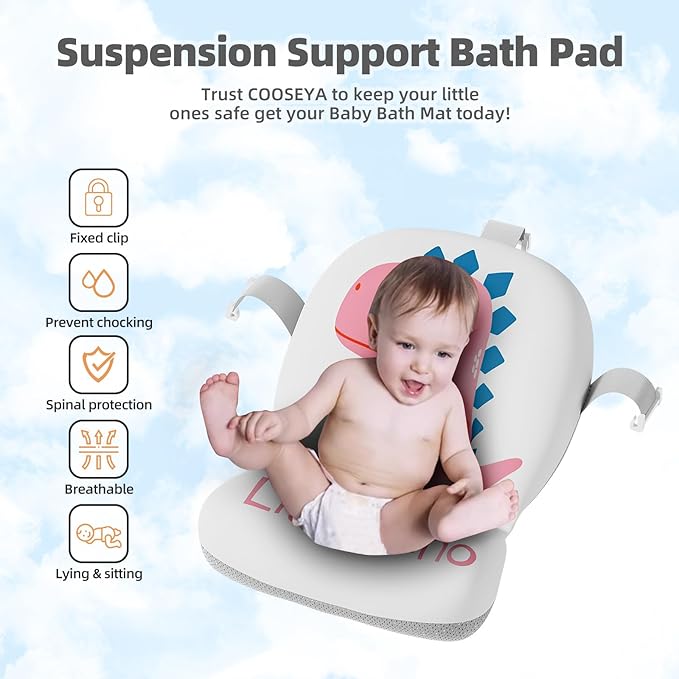 Collapsible Baby Bathtub for Newborn, Foldable Baby Bath Tub with Thermometer & Soft Floating Cushion & Drain Hole, Portable Travel Infant Bath Tubs for Newborns to Toddler 0-36 Months Girl, Pink-CubbioJoy
