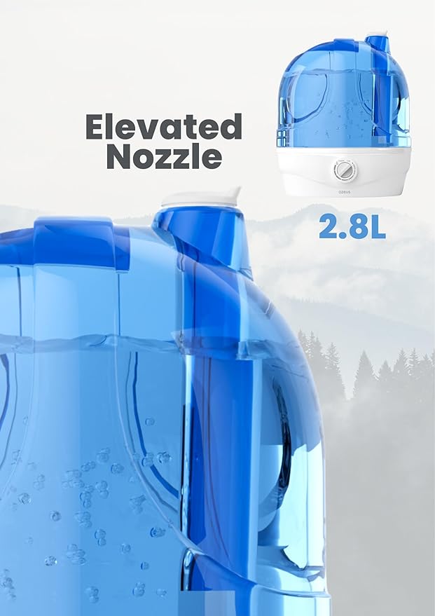 AZEUS Humidifiers for Bedroom, 2.8L Ultrasonic Cool Mist Humidifiers for Home Baby Nursery & Plants, Quiet Top Fill Air Humidifier Lasts Up to 30 Hours, Auto Shut-Off (BPA-Free)-CubbioJoy