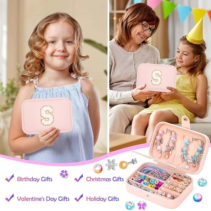 Charm Bracelet Making Kit with Bracelet Organizer Box Beads Mermaid Pendants for Jewelry Making DIY Craft Kit for Birthday Gifts Valentine Christmas-CubbioJoy