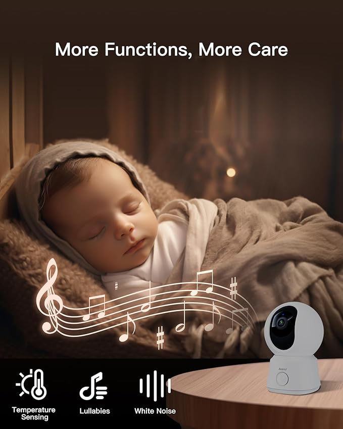 ARENTI Video Baby Monitor with Camera and Audio, 5-inch Smart Baby Camera Monitor with Free Phone App, 1080P, VOX, PTZ, One-Touch Call, Temp Sensor, Lullaby, Night Vision, Auto Tracking, 2-Way Talk-CubbioJoy